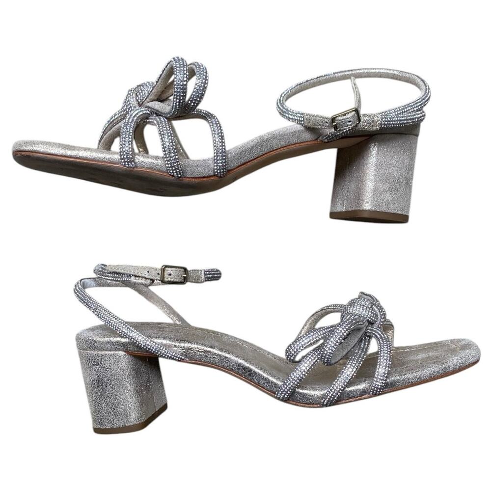 Loeffler Randall Mikel Crystal Embellished Bow Heel Sandal US 9 Cappuccino Suede - Picture 8 of 13
